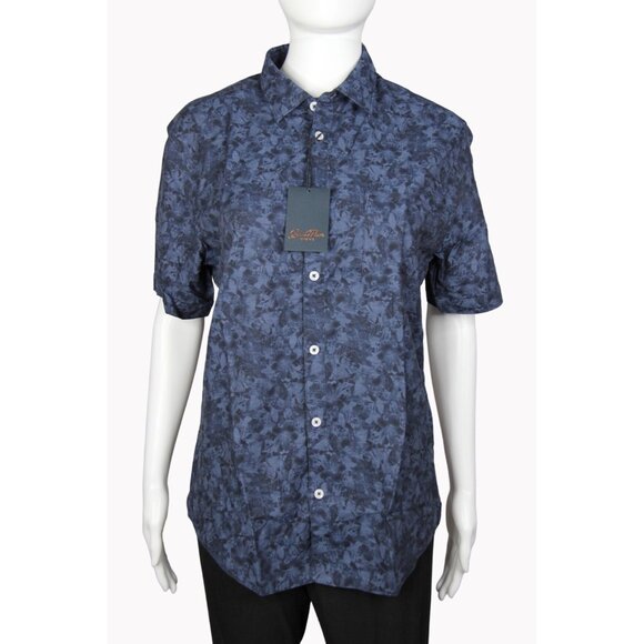 Good Man Brand Size Small Men’s Indigo Floral Short Sleeve Button Shirt New - Picture 1 of 11